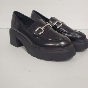 Madden Girl Womens‎ Y2K Chunky Heel Platform Loafers Size 11M Black Bratz Twee
